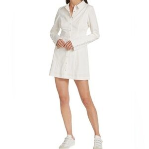 Woman’s Free People White Button-Up Shirt Long Sleeve Dress (Large)